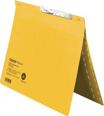 Pendelhefter Falken, Format A4, für bis zu 200 Blatt, Schlitzstanzung, Behördenheftung, Recycling-Karton, gelb, 50 Stück