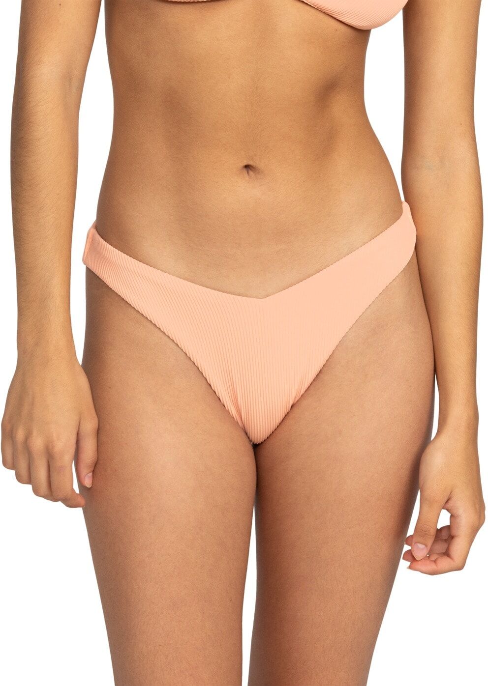 Bikini-Hose ROXY "Rib Roxy Love The Sunseeker", Damen, Gr. XXL, rot (salmon), Obermaterial: 91% Nylon, 9% Elasthan., Badehosen Bikini-Hose salmon XXL