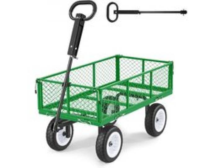 VEVOR Bollerwagen 408,2 kg Tragkraft, Gartenwagen mit PU-Reifen, Stahl-Transportwagen mit Verstellbarem Griff, Abnehmbaren Seitenwänden, Gerätewagen zur Befestigung an ATV oder Traktor, Grün