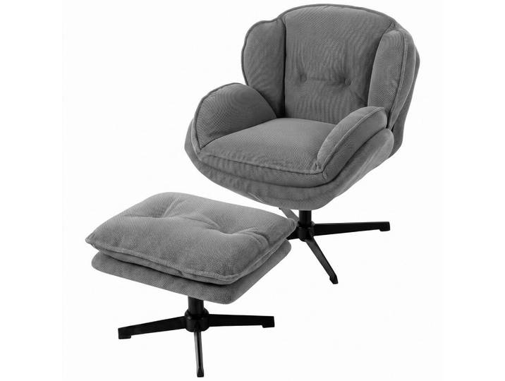 Homcom Relaxsessel-Mit-Hocker Polyester Grau, Metall, Füllung: Polyester,Schaumstoff, Sternfuß, 74x85x86 cm, Wohnzimmer, Sessel, Relaxsessel