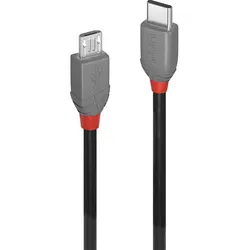 Lindy 36893 USB Kabel USB 2.0 3 m USB C Micro-USB B 0,48 Gbit/s Schwarz