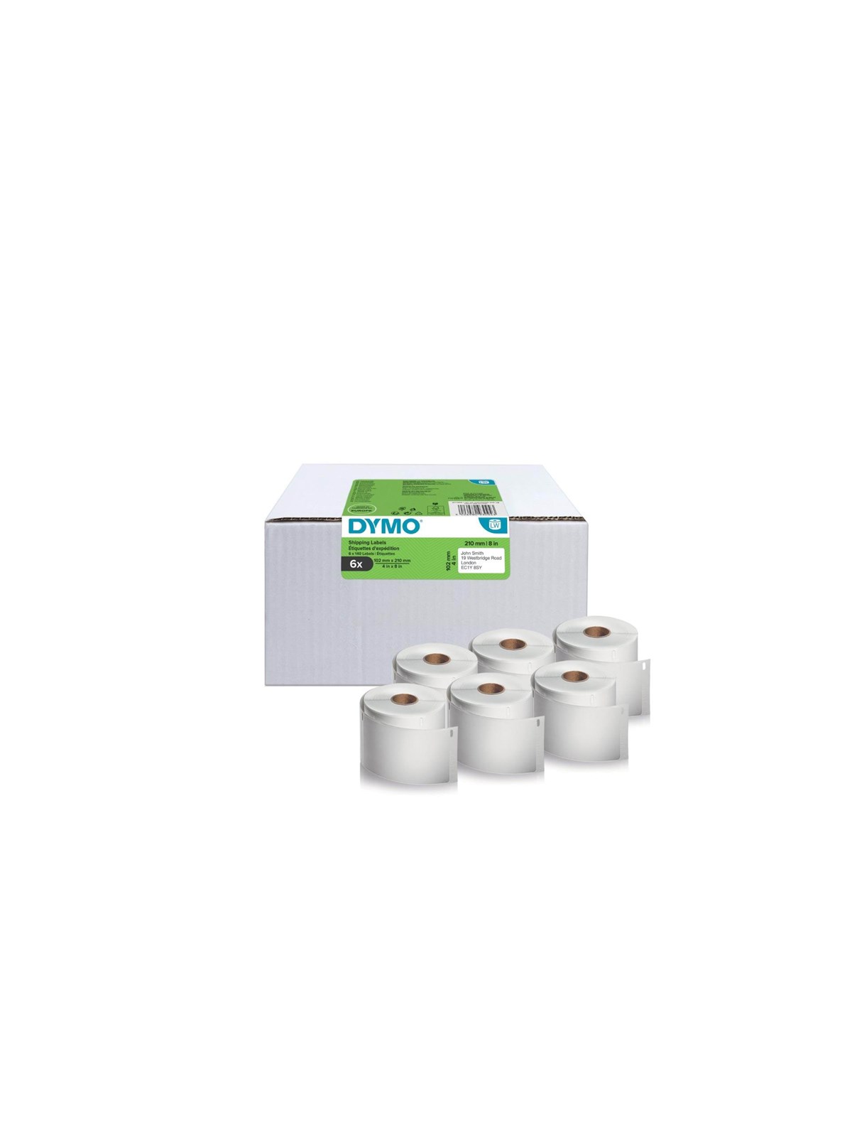 DYMO LabelWriter Versandetiketten | 102 mm x 210 mm | 6 Rollen mit je 140 leicht ablösbaren Etiketten (840 Stück)