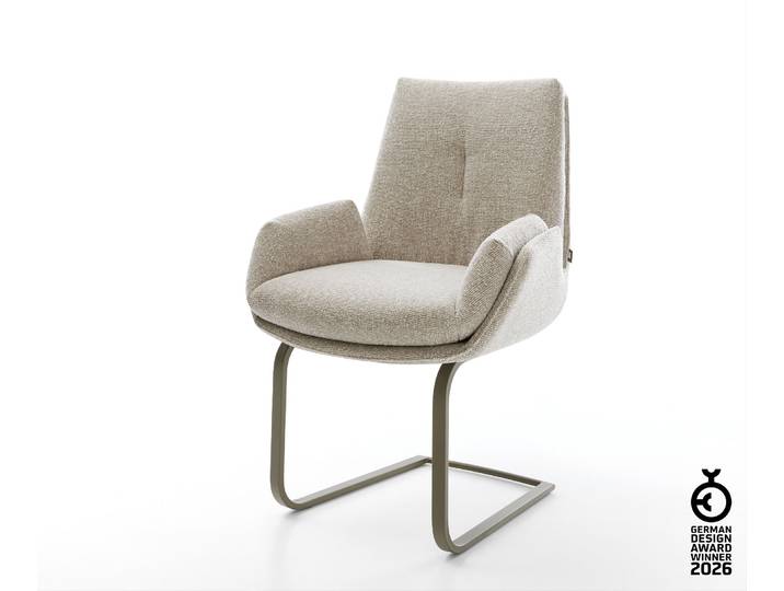 Freischwinger Clea-Flex Webstoff Soft Beige Freischwinger flach Effektfinish Titan, Esszimmerstühle