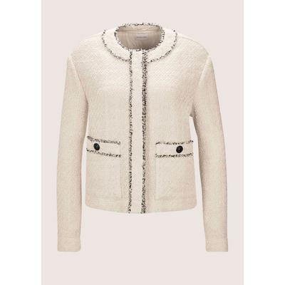 Jerseyblazer MADELEINE "Blazer Kurzblazer in Bouclé-Optik", Damen, Gr. 38, weiß (wollweiß, schwarz), Obermaterial: 100% Polyester PES., Modern, normal, Blazer