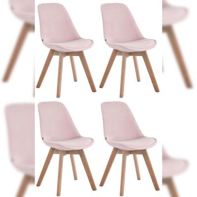 CLP 4er Set Besucherstühle Borneo Samt pink/natura