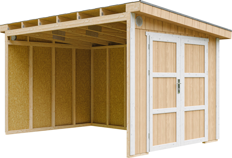Gartenhaus 8,68 m² - H231x248x412 cm - Ohne Boden und Seitenwand - Timbela M939B-HARVEST HONEY