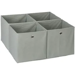 Relaxdays Aufbewahrungsbox im 4er Set Grau,Silber