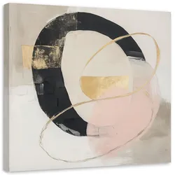 LEINWANDBILD Abstrakte Kreise mit goldenen Farbspritzern 40x40cm
