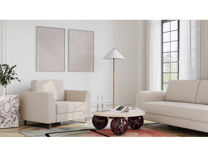 BRUNO Schlafsessel 70cm in Creme Ecru praktische Größe stabiles Massivholz & Boxspringkomfort
