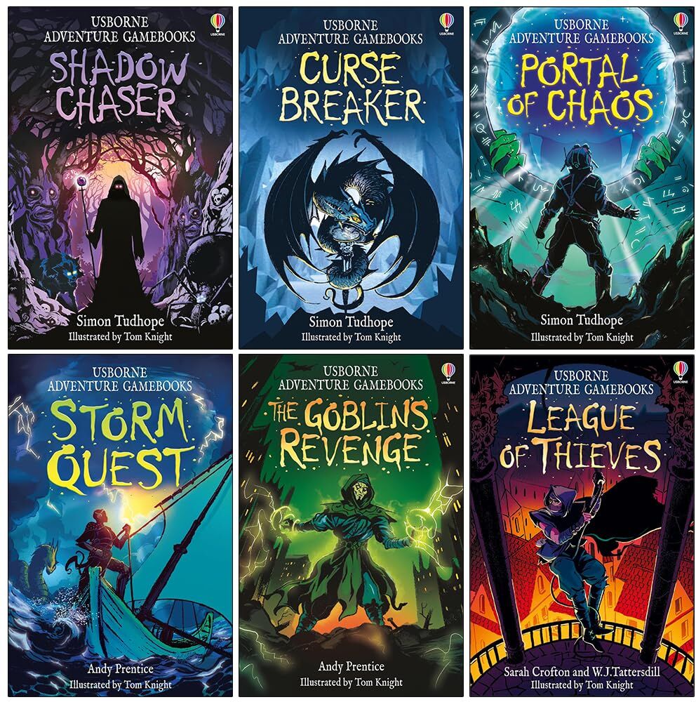 Usborne Adventure Gamebooks Series - 6 Book Paperback Collection Set by Simon Tudhope & Andy Prentice - Ages 8-12 Interactive Fantasy Adventure Stories
