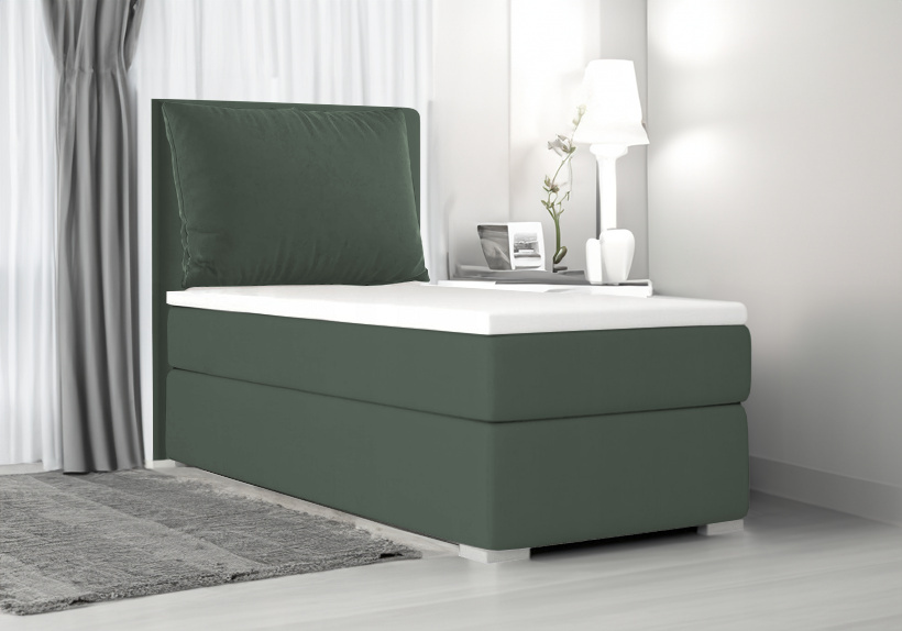 Boxspringbett, Kinderbett SUZI MINI ,OHNE Topper, Jugendbett Federkern ,80x200cm ,(Dunkelgrün: ITAKA 10)