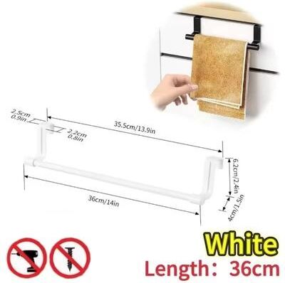 Uplift Treasures Wall Mounted Kitchen Towel Rack No Drill Space Saving Dishcloth Holder white (14.17 In)