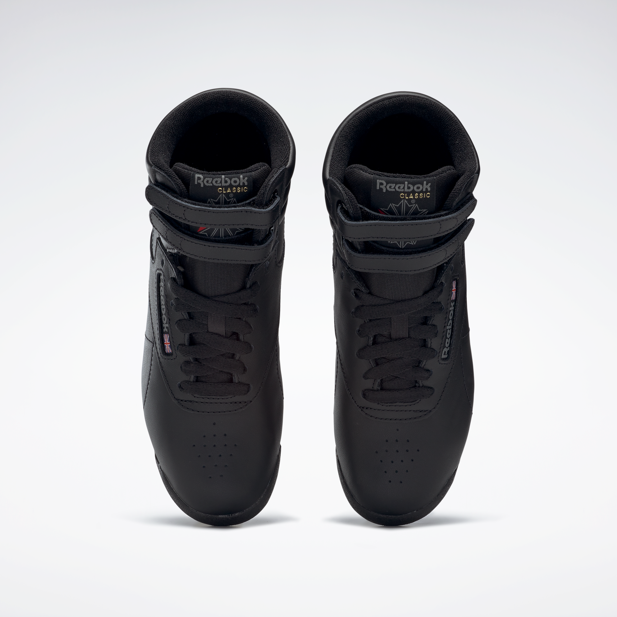 Sneaker REEBOK CLASSIC "Freestyle Hi", Damen, Gr. 37,5, schwarz (int, schwarz), Leder, Schuhe Sneaker int, schwarz 37,5