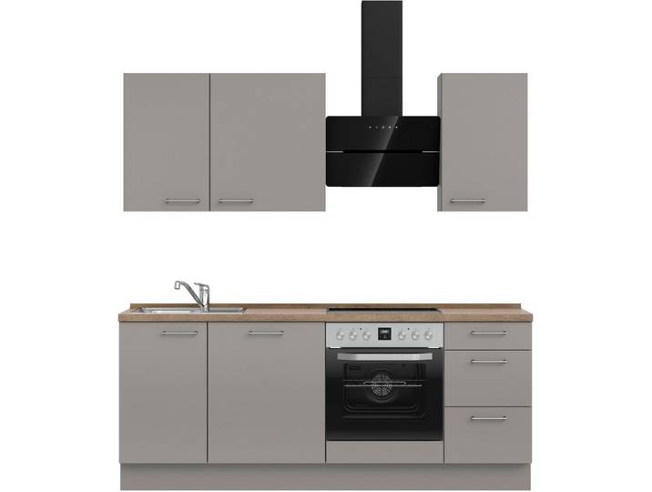 nobilia® Küchenzeile Laser II , NEU: individuell anpassbar mit gratis Profi-Beratung, vormontiert, 210 cm breit, optional mit verschiedenen E‑Geräte-Sets