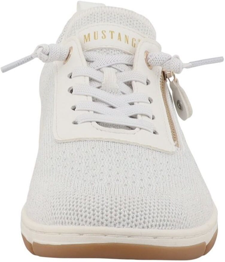 Slip-On Sneaker MUSTANG SHOES "Sue", Damen, Gr. 37, Textil, weiss (weiß), Lederimitat, Textil, Schuhe Slip-On Sneaker, Slipper, Freizeitschuh, Halbschuh mit elastischen Schnürsenkeln weiß 37, Textil