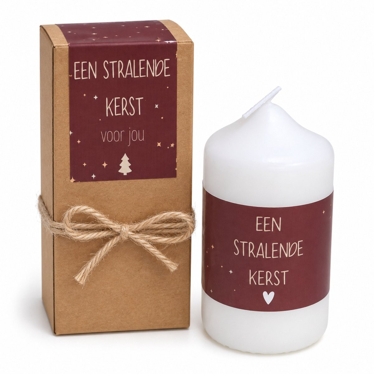 Kerstkaars Cadeau - Stompkaars in cadeaudoosje