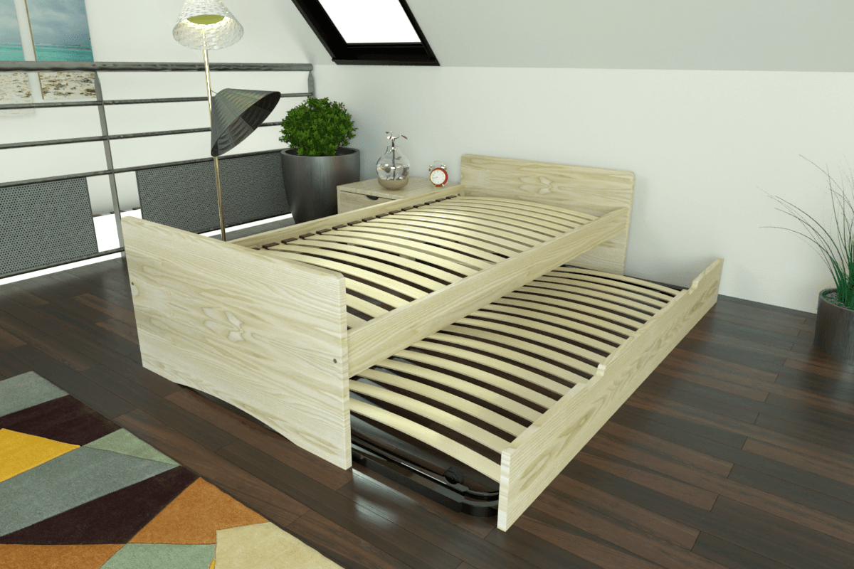 ABC MEUBLES Ausziehbett 80x200 ABC aus Massivholz - Roh (ohne Lack)