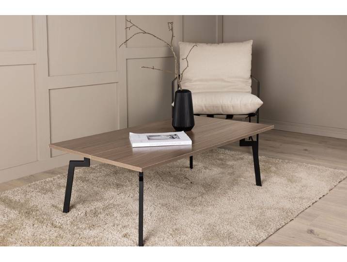 Couchtisch Hator - mit Stahlgestell und Walnussoptik - Walnuss-Schwarz - Luxusbetten24