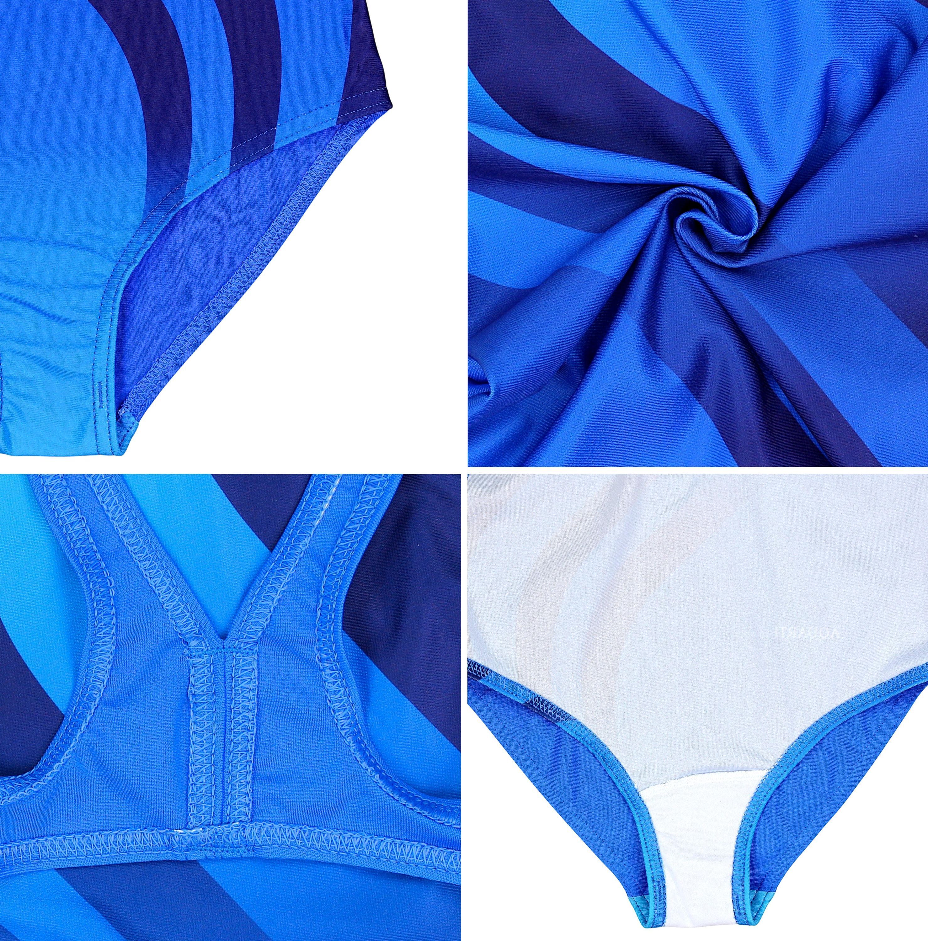 Badeanzug AQUARTI "Badeanzug Mädchen Badeanzug Chlorresistent Muscleback Wassersport", Kinder, Gr. 152, N-Gr, grün (ep2305 blau türkis), Obermaterial: 100% Polyester PES., Badeanzüge Badeanzug
