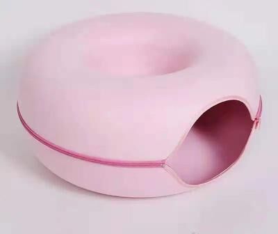 Inspire Essentials Felt Tunnel Cat Bed pink s