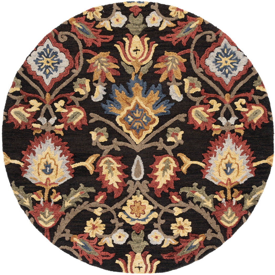 Langley Street Pinson Floral Wool Hand Hooked Area Rug Brown Round 183 cm