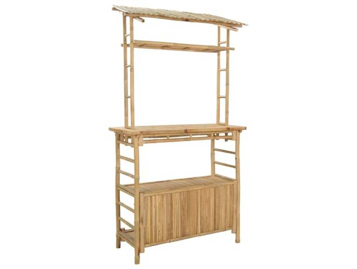 Bartisch, Bambus, Natur, 110 x 50 x 210 cm, für Terrasse mit Regalen Umweltfreundlicher Bambus, vielseitiges Design für den Innen- und Außenbereich, praktische Aufbewahrung, einfache Pflege