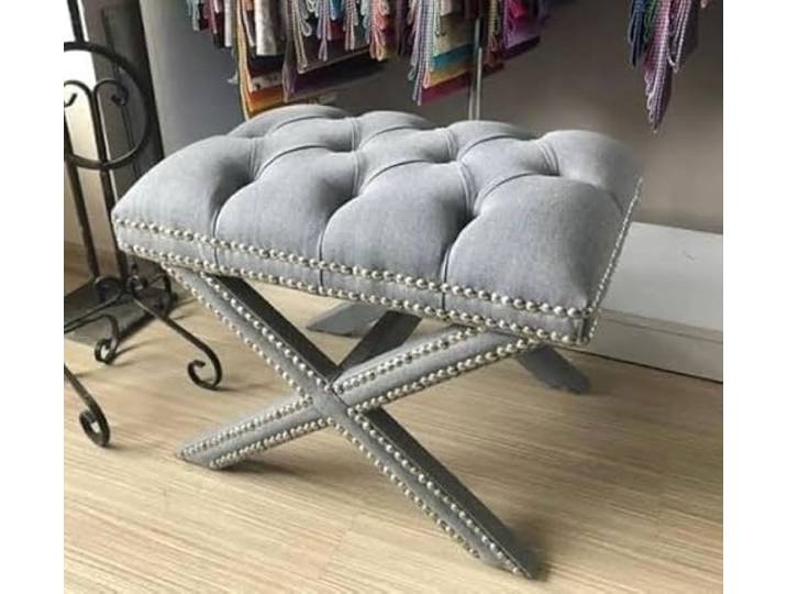 Stylish Grey Pouffe, 40 x 60 cm 100% MDF Frame, Soft Babyface Fabric Perfect for Modern Living Rooms & Cozy Spaces, Versatile & Chic Design