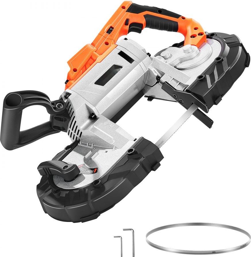 20V Tragbare Akku-Bandsäge 127mm Schnitttiefe - Bürstenloser Motor mit variabler Geschwindigkeit 0-120M/min - LED-Licht - Zum Schneiden von Stahl, Aluminium, Kabeln, Winkeleisen, PVC-Rohren (Ohne Werkzeug)