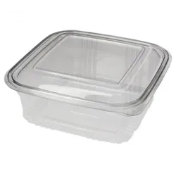 MONOUSO - Transparente Dose mit Klappdeckel Viereckig PET 750ml (100 Stück)