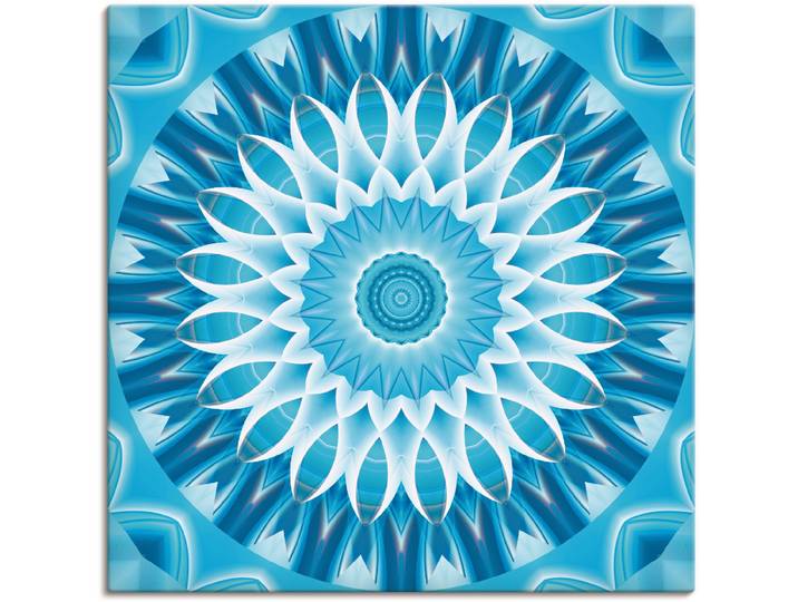 Leinwandbild ARTLAND Mandala blau Blüte , blau (farbe bild(er): blau), B:30cm H:30cm, Bilder, Leinwandbild, auf Holzrahmen gespannt