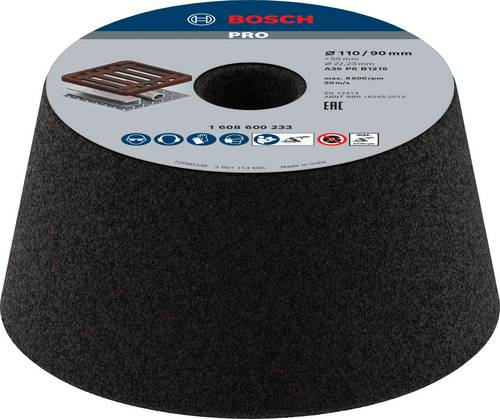 Bosch Accessories 1608600233 Schleiftopf, konisch-Metall/Guss 90 mm, 110 mm, 55 mm, 36 1 St.