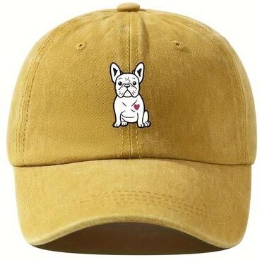 Inspire Select Retro Fighting Dog Graphic Baseball Cap Vintage Outdoor Sports Hat yellow adjustable