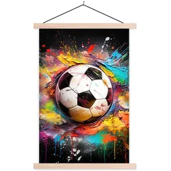 POSTER MIT MAGNETLEISTEN Fußball - Farbe - Farben - Schwarz - Weiß Deko Wohnzimmer 40x60 cm