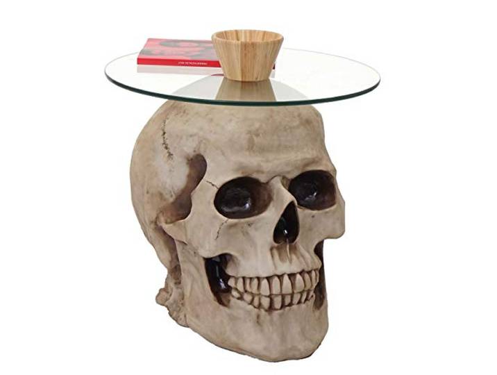 Mendler Beistelltisch Totenkopf HWC-A19, rund Ø55cm, Natur