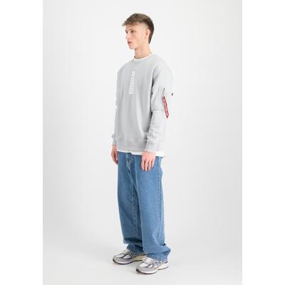 Sweater ALPHA INDUSTRIES "Vertical Puff Print Sweatshirt", Herren, Gr. S, grau (pastel grau), Obermaterial: 80% Baumwolle, 20% Polyester, regular fit, Sweatshirts Sweater