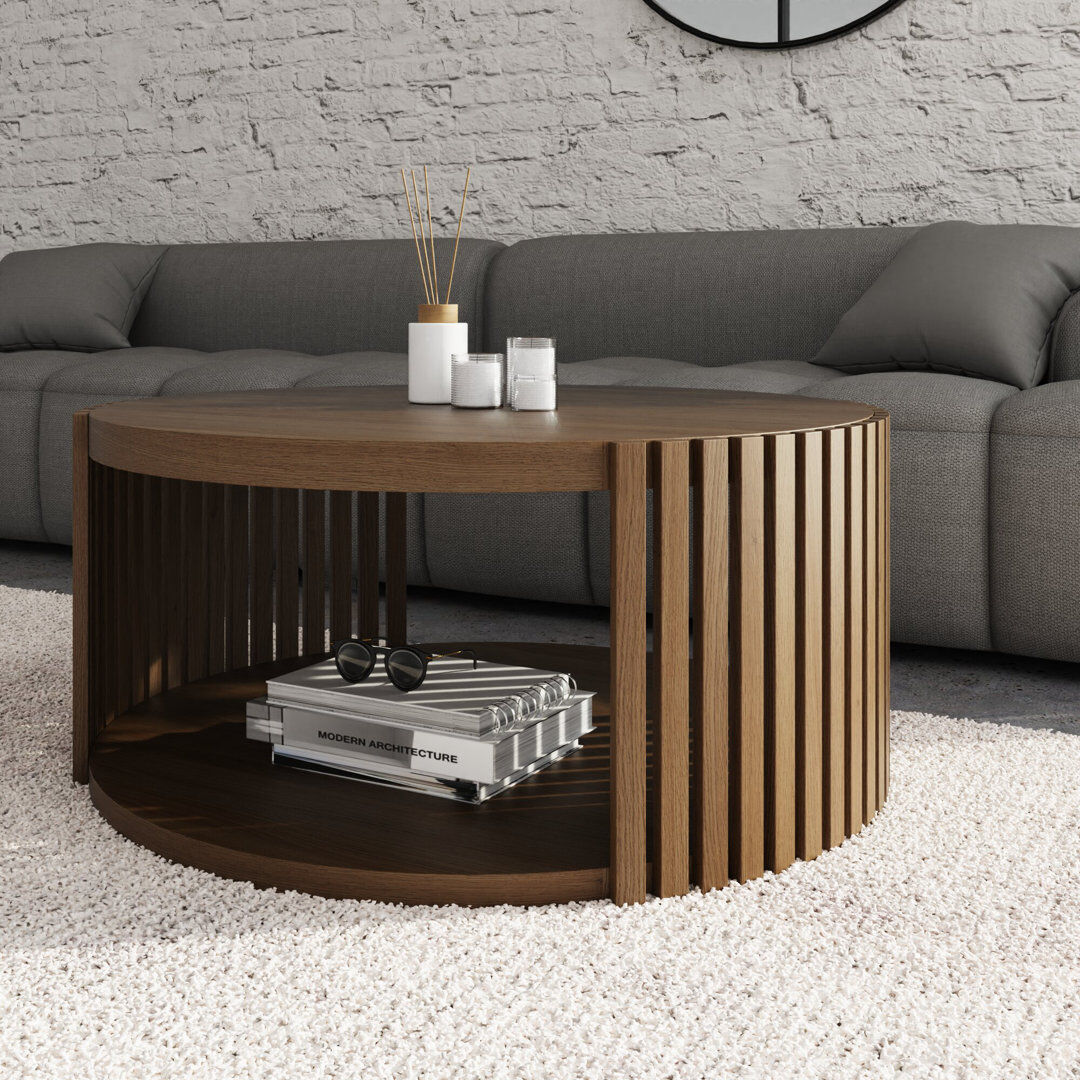 17 Stories Coffee Table with Storage Walnut 38cm H X 83cm W X 83cm D