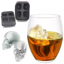 König Design Silikon Eiswürfelform Totenkopf Skull Eiswürfel Eis für Whiskey Wein Bar Party, Eisformen, Schwarz
