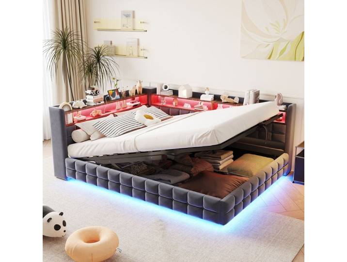 Canapé-lit multifonction - PAGE LIVING - PAGE Living - 140x200 - Coffre hydraulique - LED & USB-C