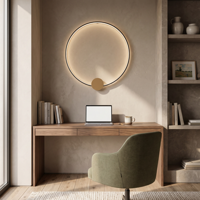 Halo   Modern Wall Lamp   Black / Medium / Warm White (3000k)   MOD LIGHTING