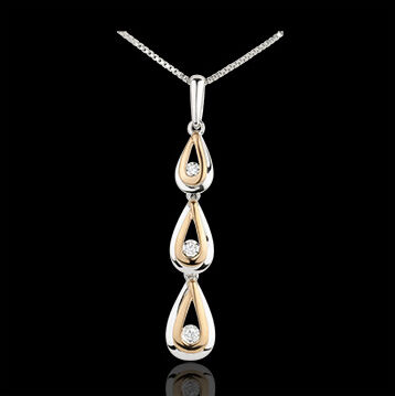 Edenly AnhÃ¤nger Tautropfen Variation - WeiÃŸ- und RosÃ©gold - 9 Karat