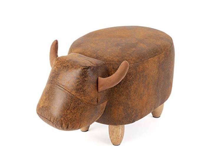 balvi Hocker La Vache Farbe Braun In Form Einer Kuh Holzbeine Kunstleder/Holz