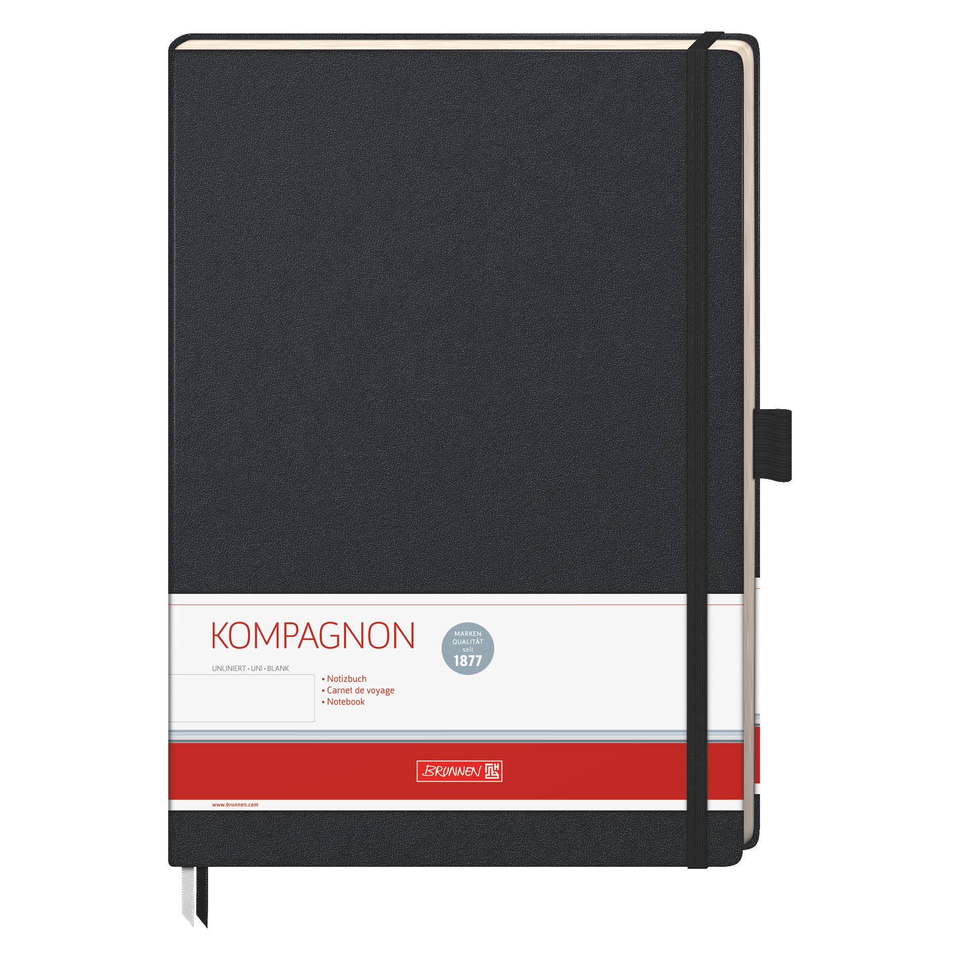 Brunnen Notizbuch KOMPAGNON A4 blanko, schwarz Hardcover 192 Seiten (A4, Blanko, Liniert, Harter Einband) (105528605)