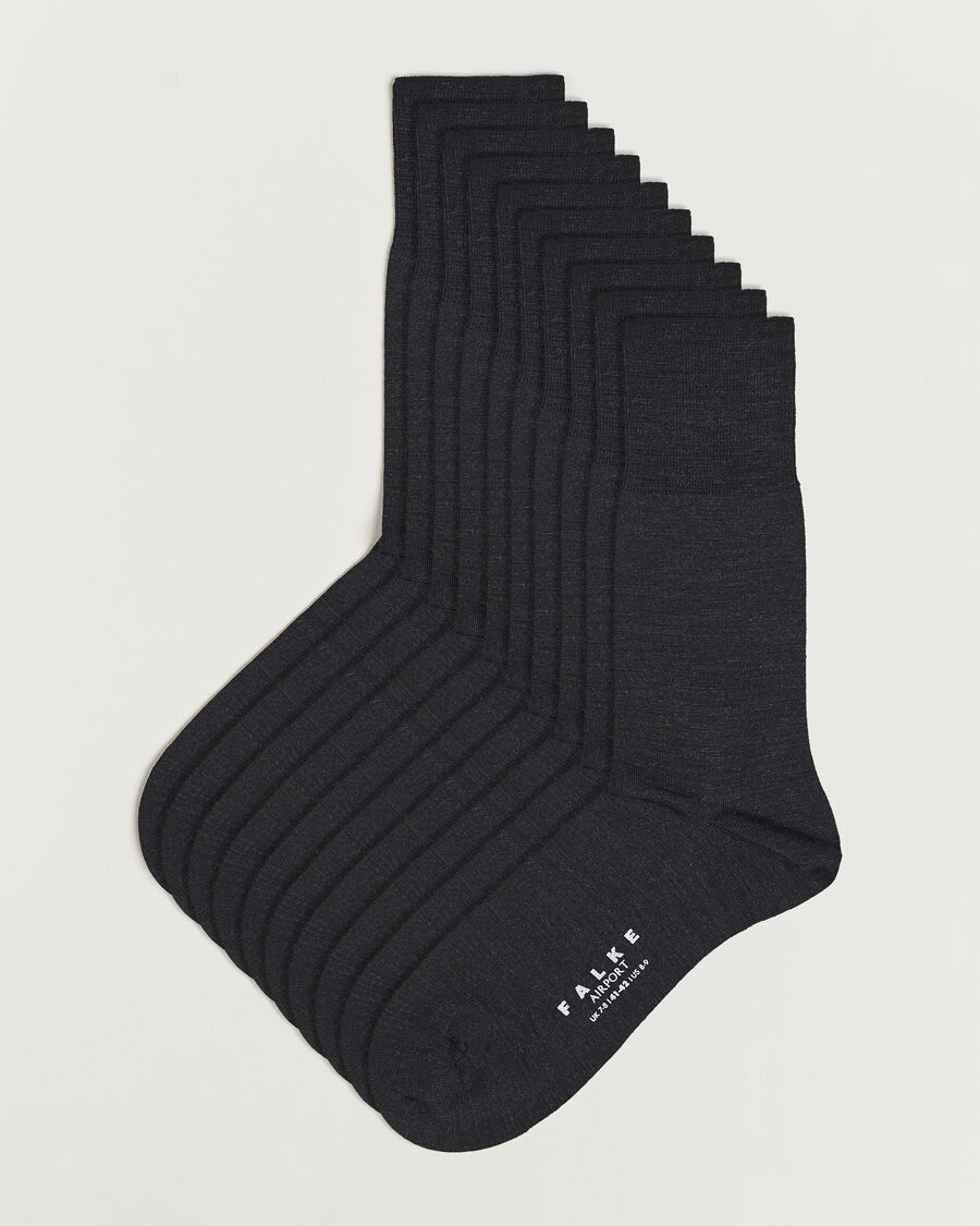 Falke 10-Pack Airport Socks Anthracite Melange men One size Grå
