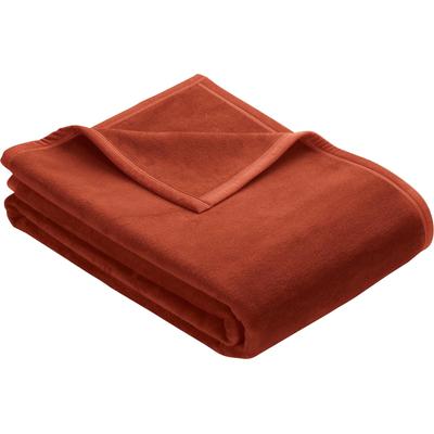 Wohndecke IBENA "Berlin", orange (terrakotta), B:150cm L:200cm, Mischgewebe, Wohndecken, Wohndecke, Hochwertige Konfektion mit Markenpatch, Kuscheldecke