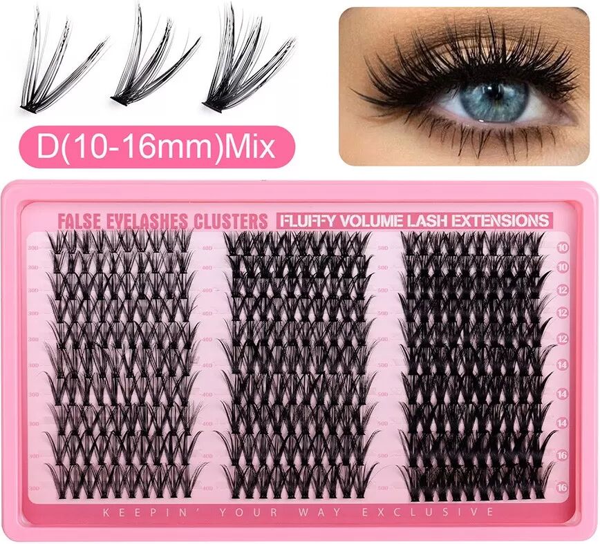 INF Falsche Wimpern Cluster Kit: 30D+40D+50D Gemischte Volumen Wimpern, Natürlicher Look