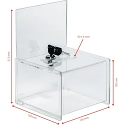 Sigel Aktionsbox mit Schloss 150x220x150mm mit Einstecktafel glasklar Packung mit 6 Stück
