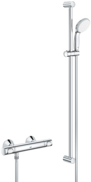 Grohe Precision Flow Brausethermostat 34842000 chrom, Aufputz, mit Vitalio Go 100 Brauseset
