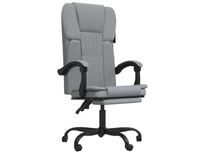 HKTMGDNG Bürostuhl mit Liegefunktion Hellgrau Stoff Ergonomisch Drehstuhl Atmungsaktiver Stoffsessel mit verstellbarer Rückenlehne, Metallgestell und Rollen für Homeoffice und Arbeitszimmer.