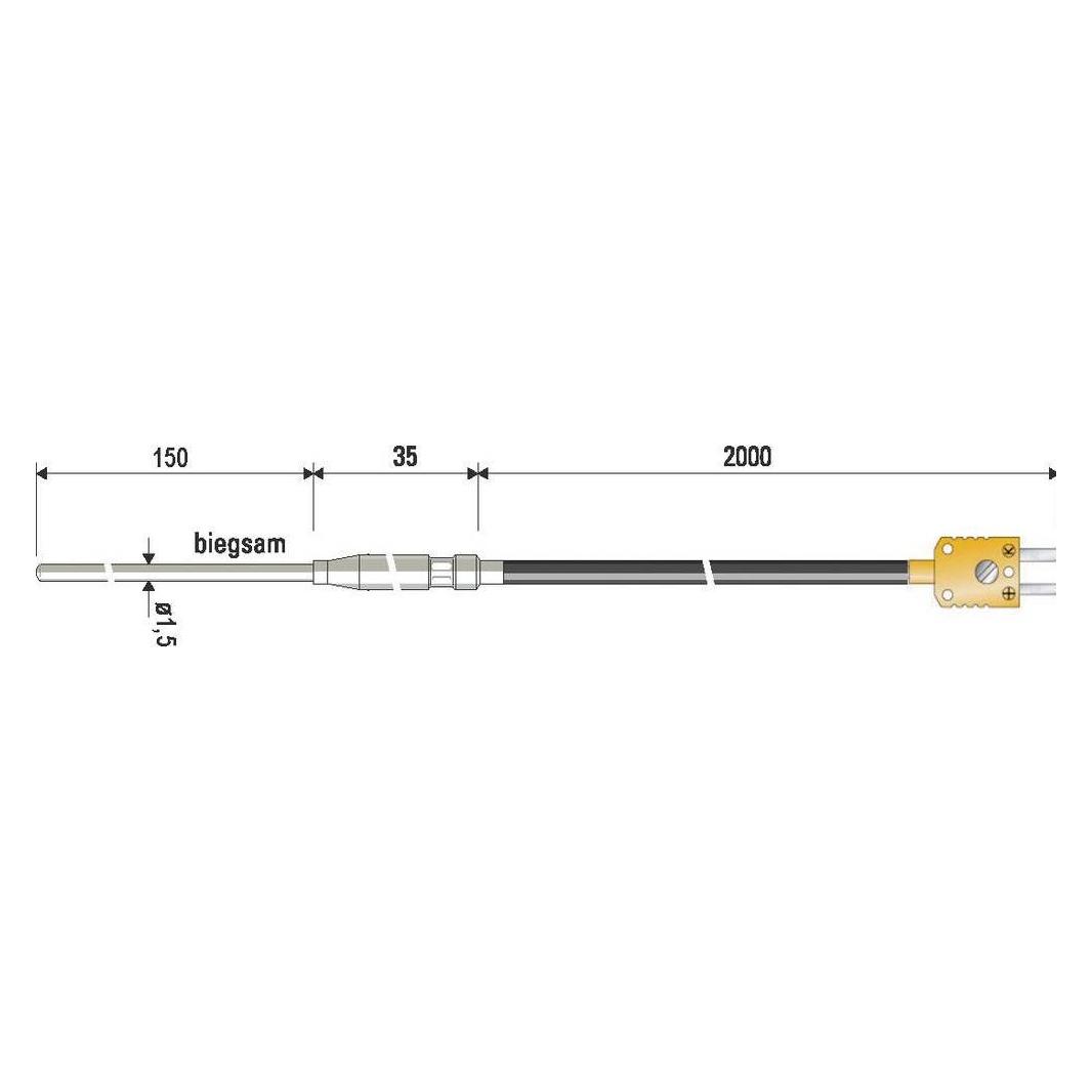 B+B Thermo-Technik B & Technik Tauchfühler 100 bis +1000 °C Fühler Typ K (06251429-11)