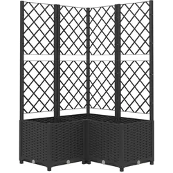 Helloshop26 - Hochbeet für Pflanzen Blumen Terrasse Garten mit Rankgitter 80 x 80 x 136 cm schwarzes PP 02_0038320